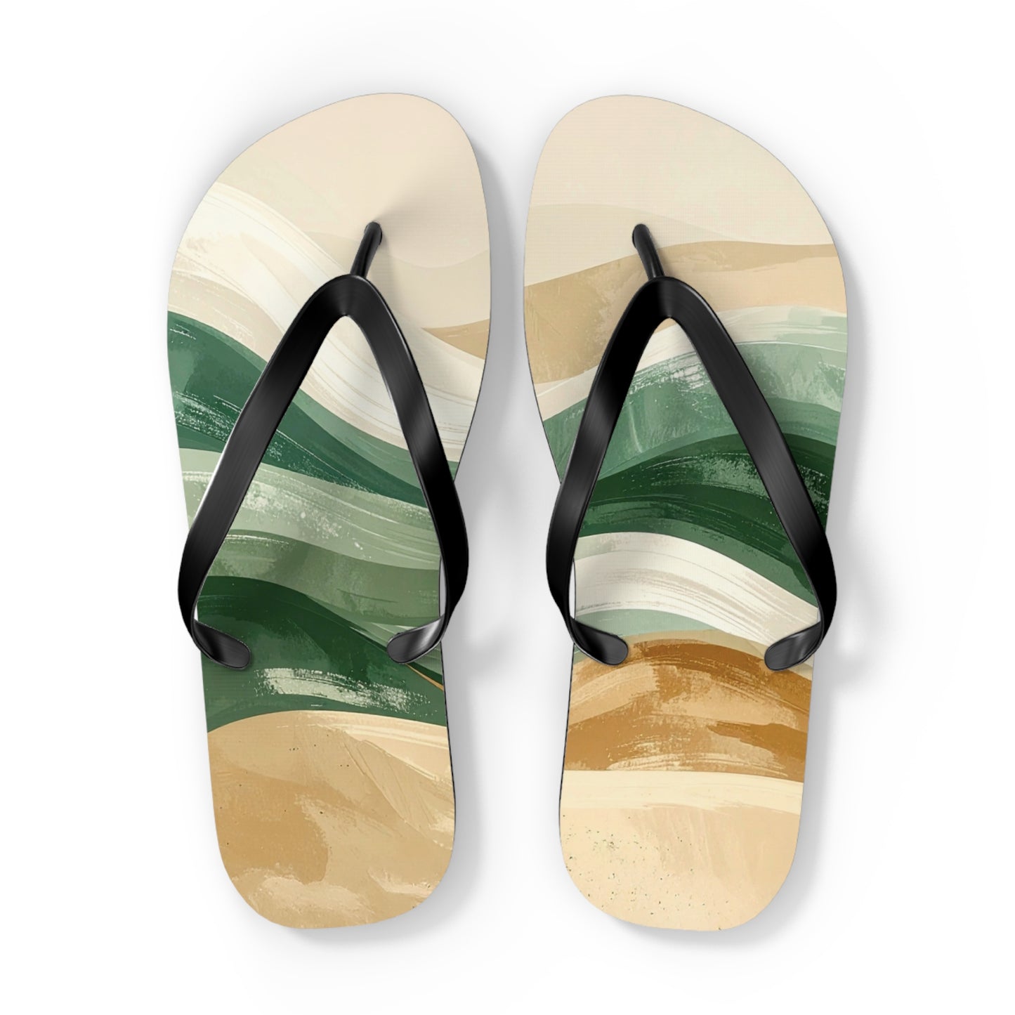Boho Wave Flip Flops | Men’s Summer Sandals | Beach Vacation Footwear | Trendy Neutral Tones | Comfortable Casual Slides | Gift for Him