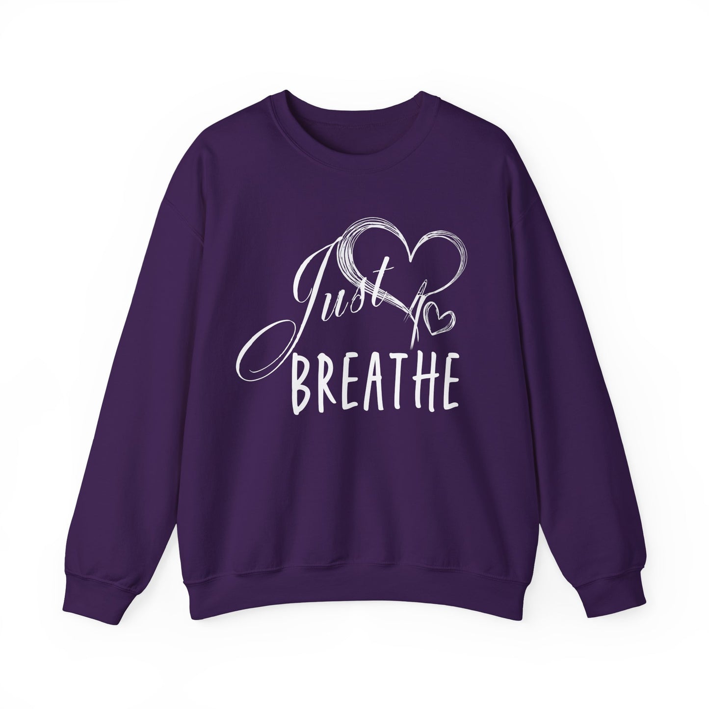 Just Breathe Women’s Crewneck Sweatshirt, Cozy Inspirational Pullover by Bruntee, Mindfulness & Self-Care Apparel, Relaxation Gift for Her