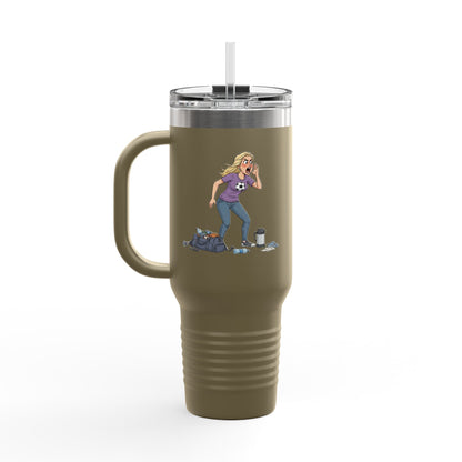 40oz Sports Mom Travel Tumbler – Insulated Tumbler with Handle, Hot & Cold Drink ware, Team Mom Gift