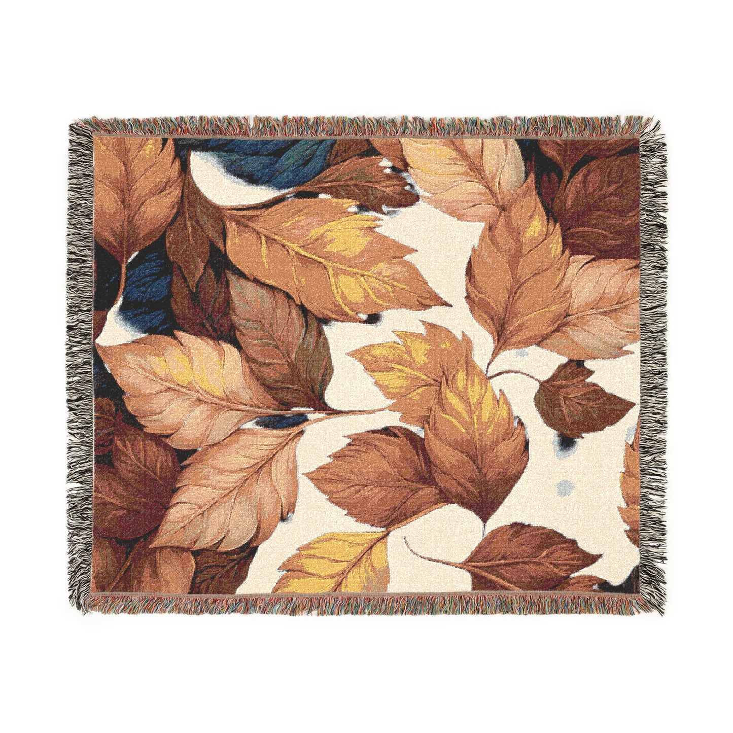 Autumn Leaves Woven Blanket – Cozy Cotton Throw, Fall Home Décor, Seasonal Gift