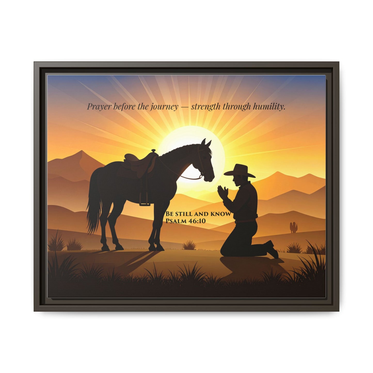 Cowboy Prayer Wall Art | Inspirational Framed Canvas, Western Christian Decor, Horse and Cowboy Artwork, Rustic Farmhouse Wall Art