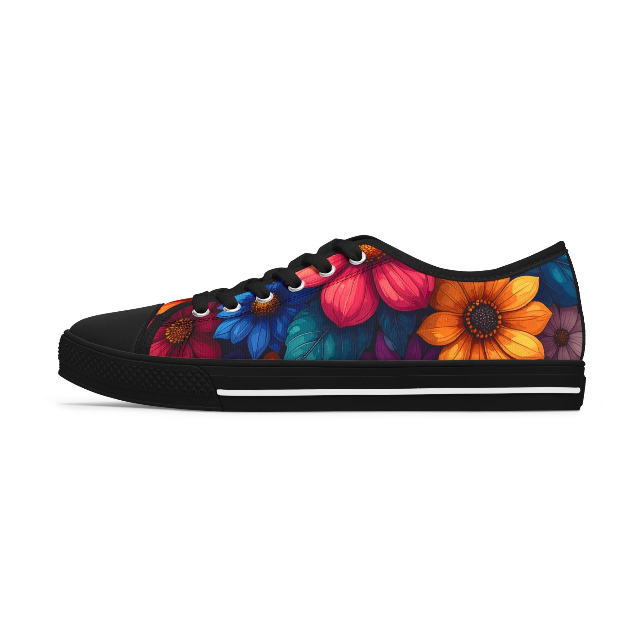 Vibrant Floral Women's Sneakers - Colorful Low Tops for Casual & Festival Wear