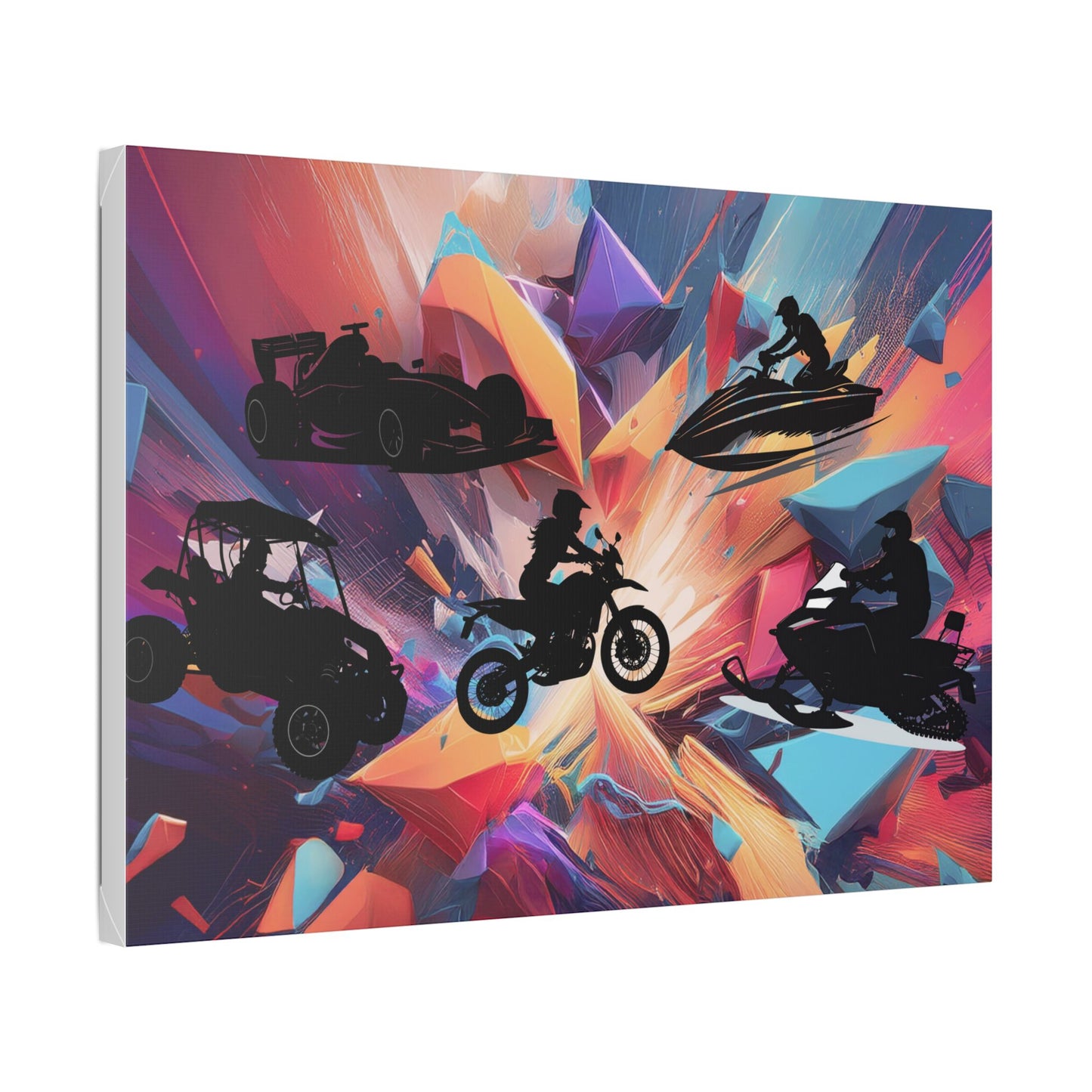 Dynamic Motorized Adventure Canvas Art | Motorsports Wall Decor, Off-Road Vehicle Artwork, Racing Enthusiast Gift, Modern Garage Art