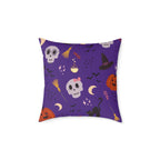 Halloween Throw Pillow – Spooky Skull & Pumpkin Decor, Festive Fall Cushion