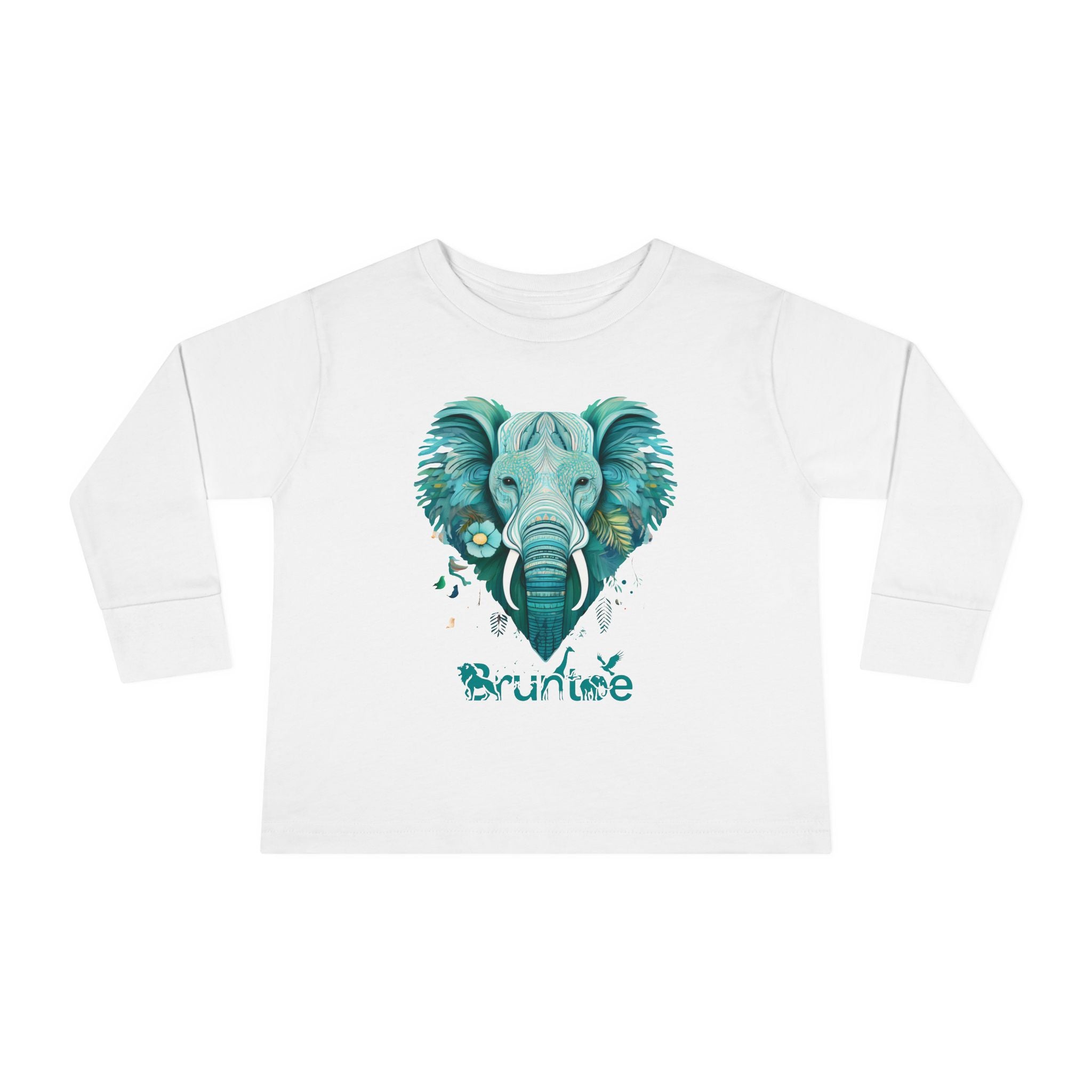 Toddler Elephant Heart Long Sleeve Tee – Cute Toddler Shirt, Kids Animal Top, Toddler Gift