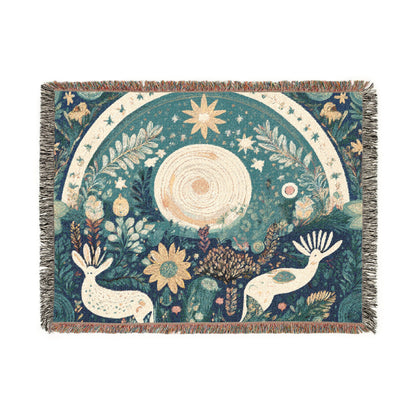 Bruntee Nature-Inspired Woven Blanket – Boho Throw for Home Decor, Cozy Cotton Blanket, Unique Gift for Nature Lovers