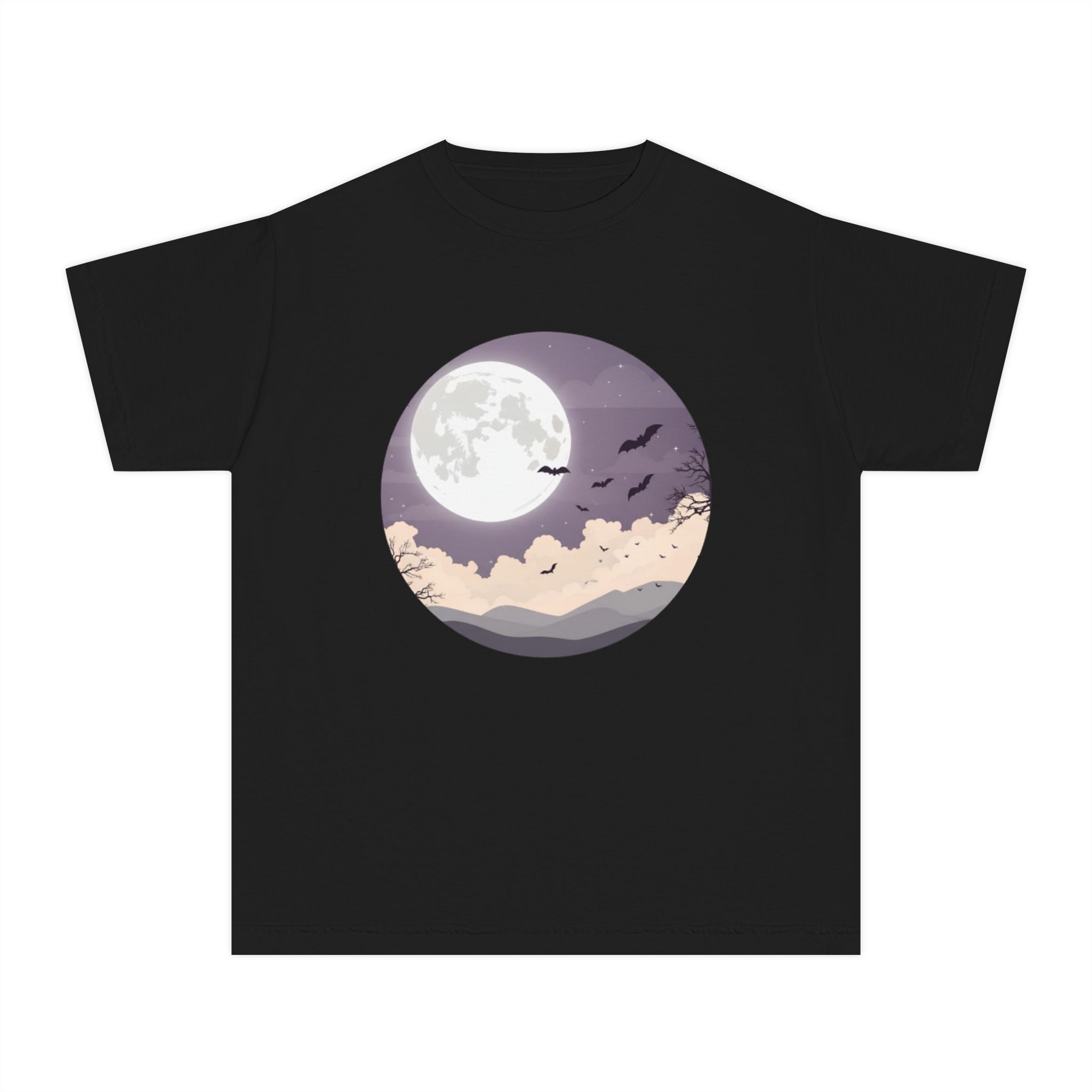 Youth Halloween Moon T-Shirt – Spooky Night Graphic Tee for Kids, Autumn Vibes Shirt, Fall Seasonal Outfit Boys & Girls