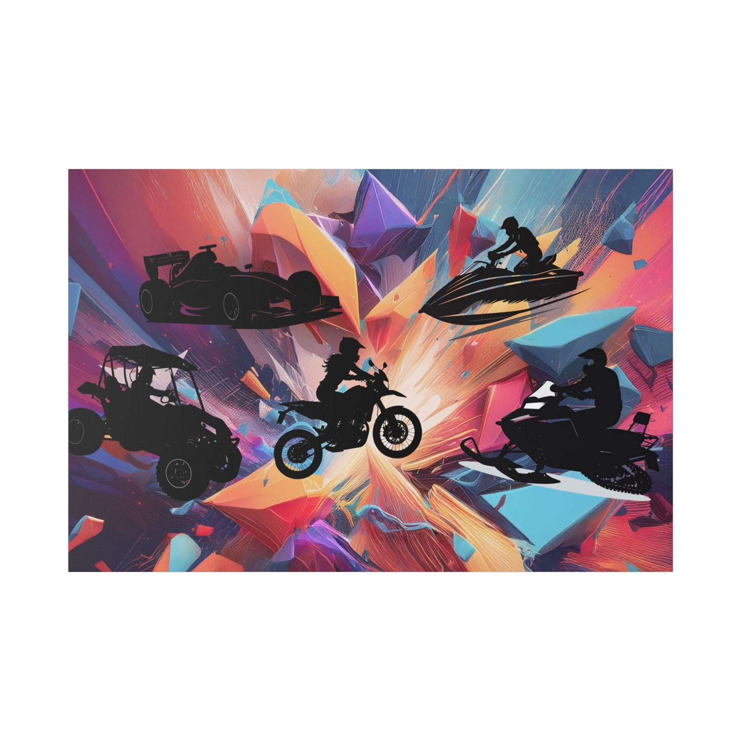 Dynamic Motorized Adventure Canvas Art | Motorsports Wall Decor, Off-Road Vehicle Artwork, Racing Enthusiast Gift, Modern Garage Art