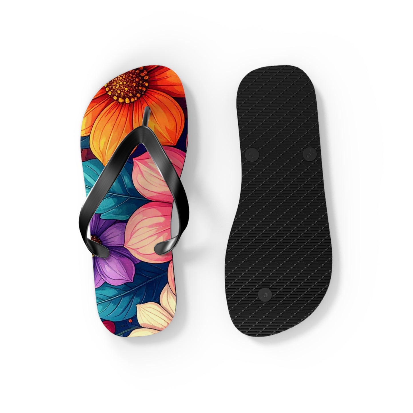 Vibrant Floral Flip Flops | Colorful Summer Sandals, Beachwear & Vacation Shoes