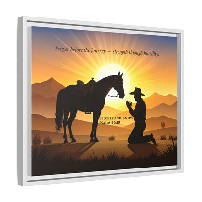 Cowboy Prayer Wall Art | Inspirational Framed Canvas, Western Christian Decor, Horse and Cowboy Artwork, Rustic Farmhouse Wall Art