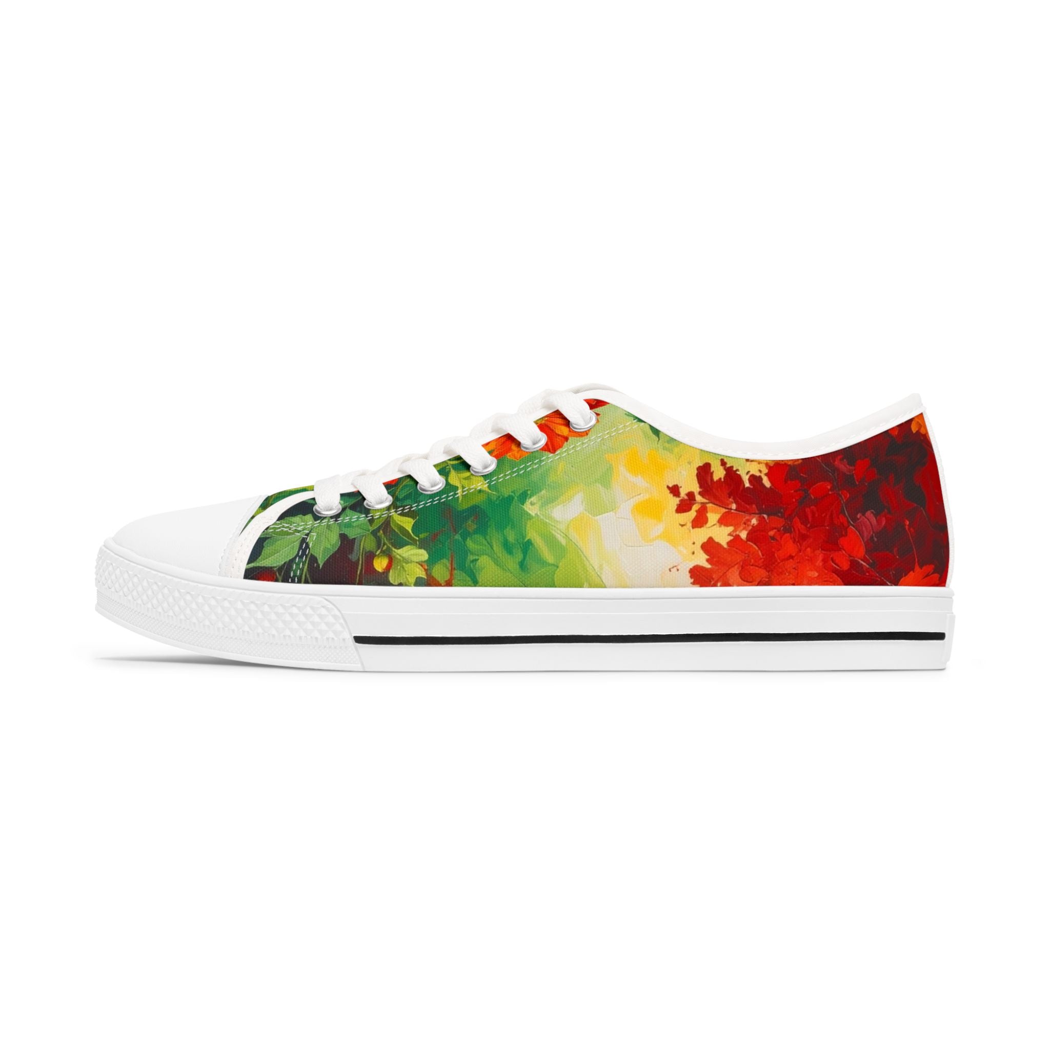 Vibrant Floral Women’s Low Top Sneakers | Colorful Casual Shoes, Comfortable Everyday Footwear & Unique Gift for Her