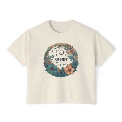 Bruntee Bohemian Floral Boxy Tee – Women’s Casual Top, Graphic Nature Shirt, Gift for Her