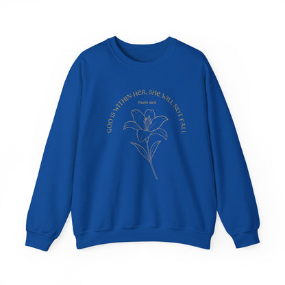 Inspirational Floral Crewneck Sweatshirt | “God Is Within Her” Scripture Sweater, Faith-Based Gift for Women, Cozy Empowerment Apparel