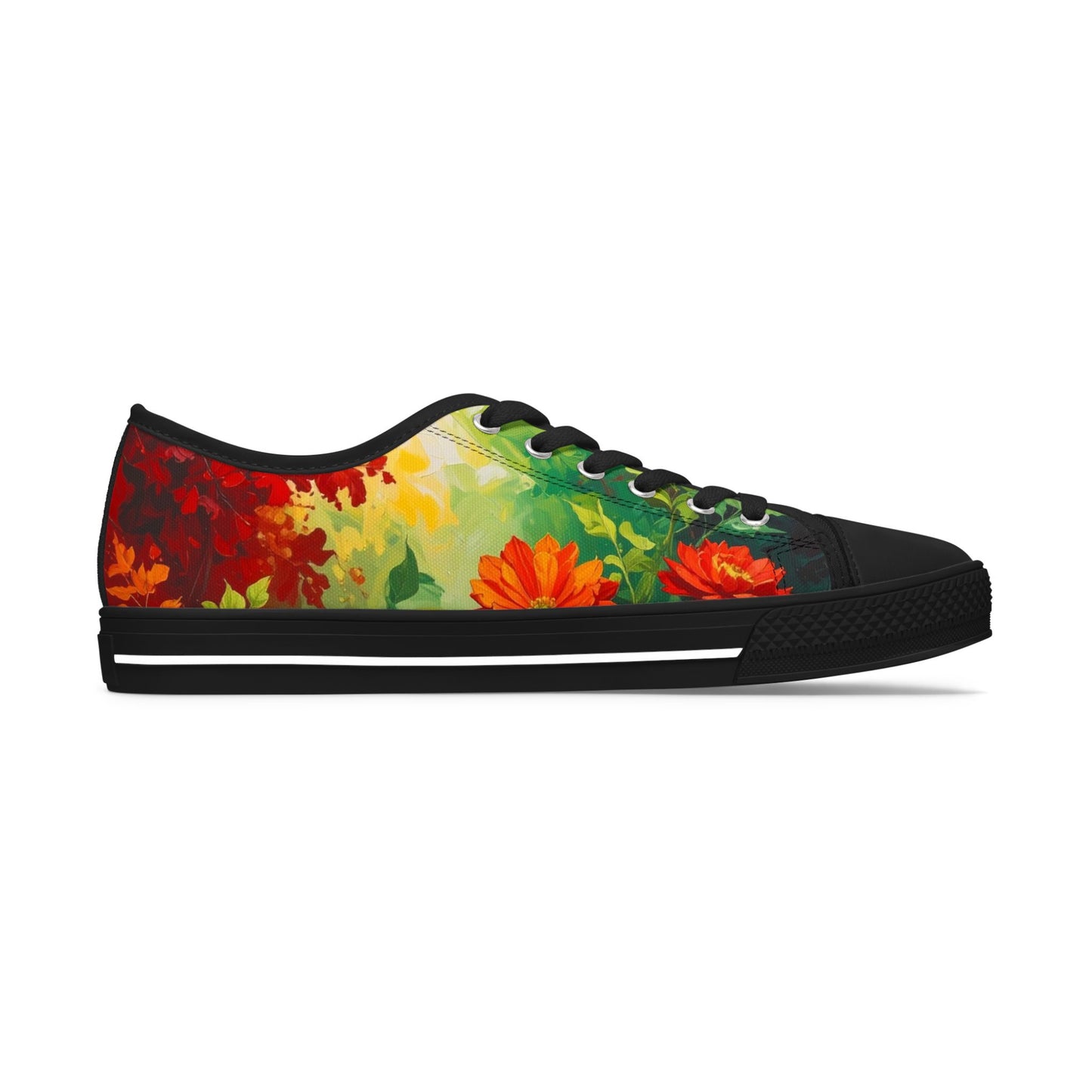 Bruntee Vibrant Floral Women’s Low Top Sneakers - Colorful Casual Shoes