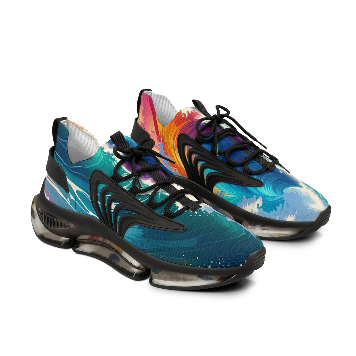 Bruntee Vibrant Wave Men’s Mesh Sneakers – Colorful