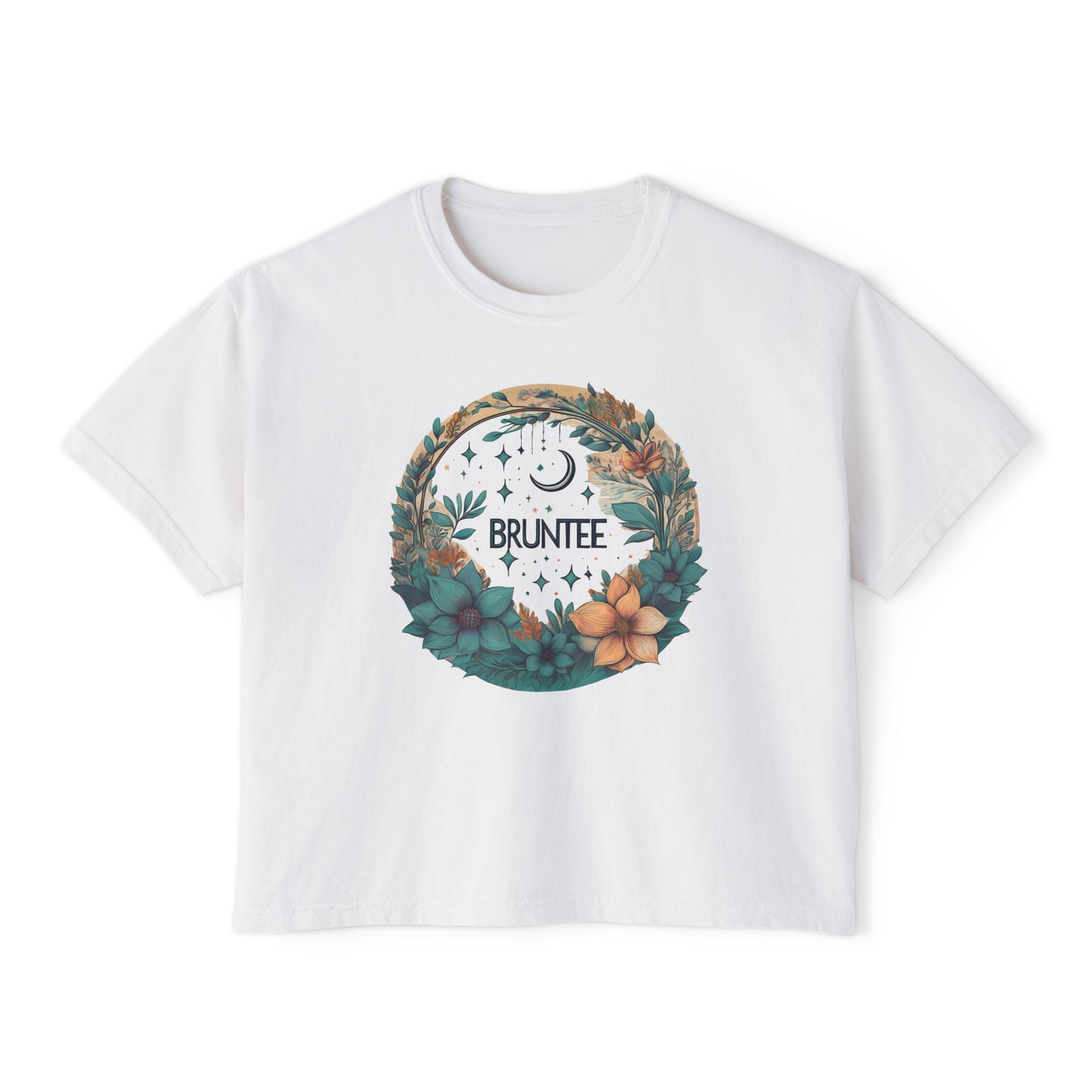 Bruntee Bohemian Floral Boxy Tee – Women’s Casual Top, Graphic Nature Shirt, Gift for Her
