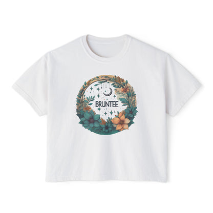 Bruntee Bohemian Floral Boxy Tee – Women’s Casual Top, Graphic Nature Shirt, Gift for Her