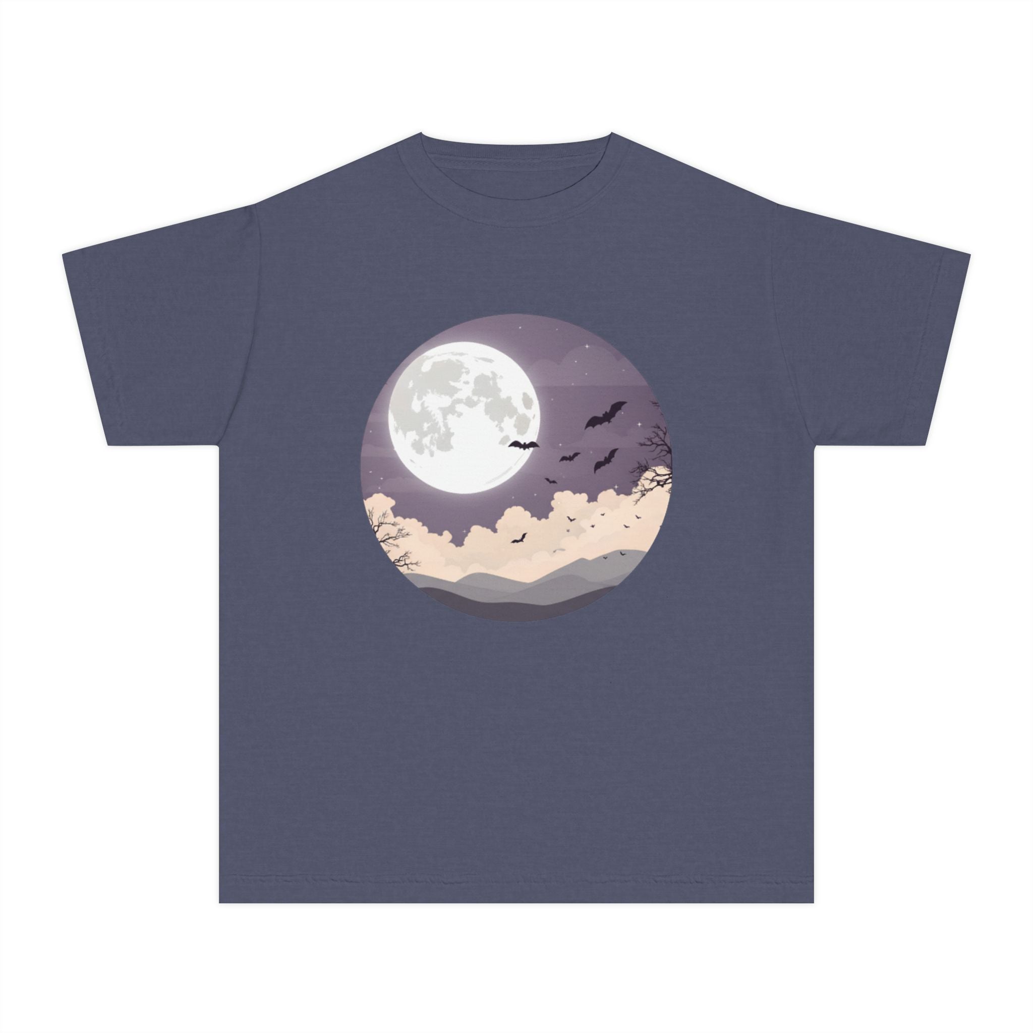 Youth Halloween Moon T-Shirt – Spooky Night Graphic Tee for Kids, Autumn Vibes Shirt, Fall Seasonal Outfit Boys & Girls