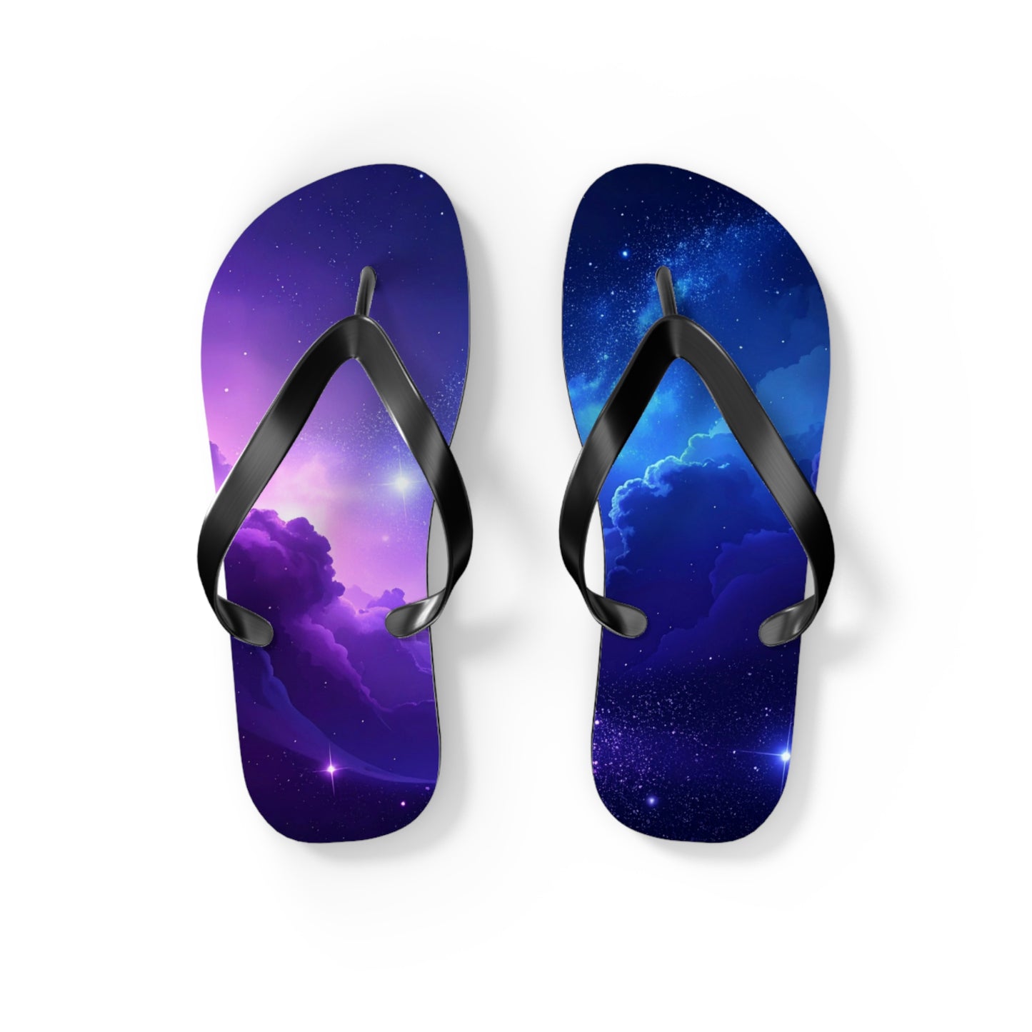 Galaxy Print Flip Flops | Cosmic Summer Sandals | Space-Themed Beach Footwear | Trendy Vacation Slides | Celestial Gift for Him or Her