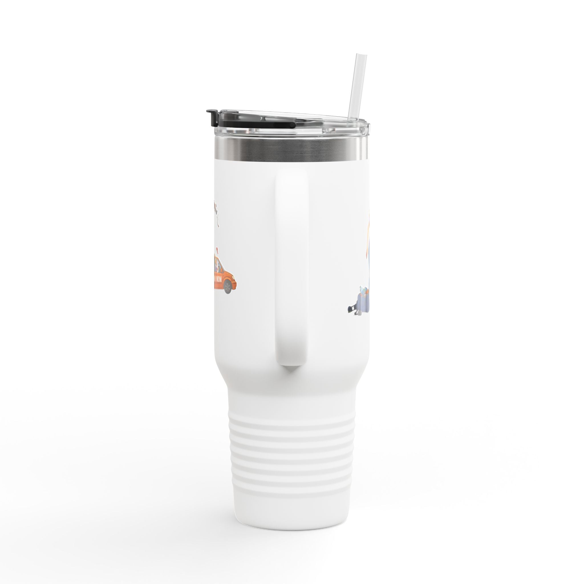 40oz Sports Mom Travel Tumbler – Insulated Tumbler with Handle, Hot & Cold Drink ware, Team Mom Gift