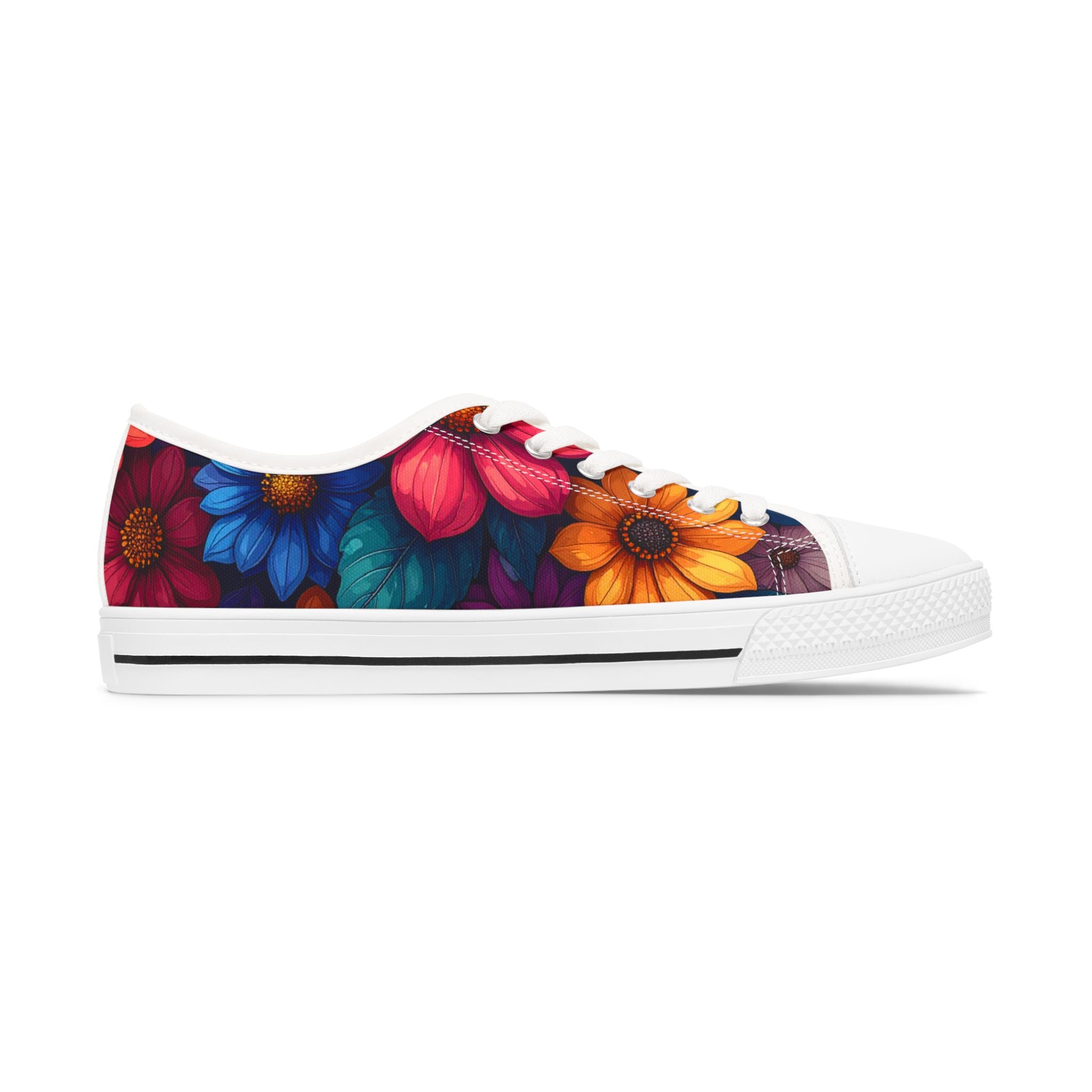 Vibrant Floral Women's Sneakers - Colorful Low Tops for Casual & Festival Wear