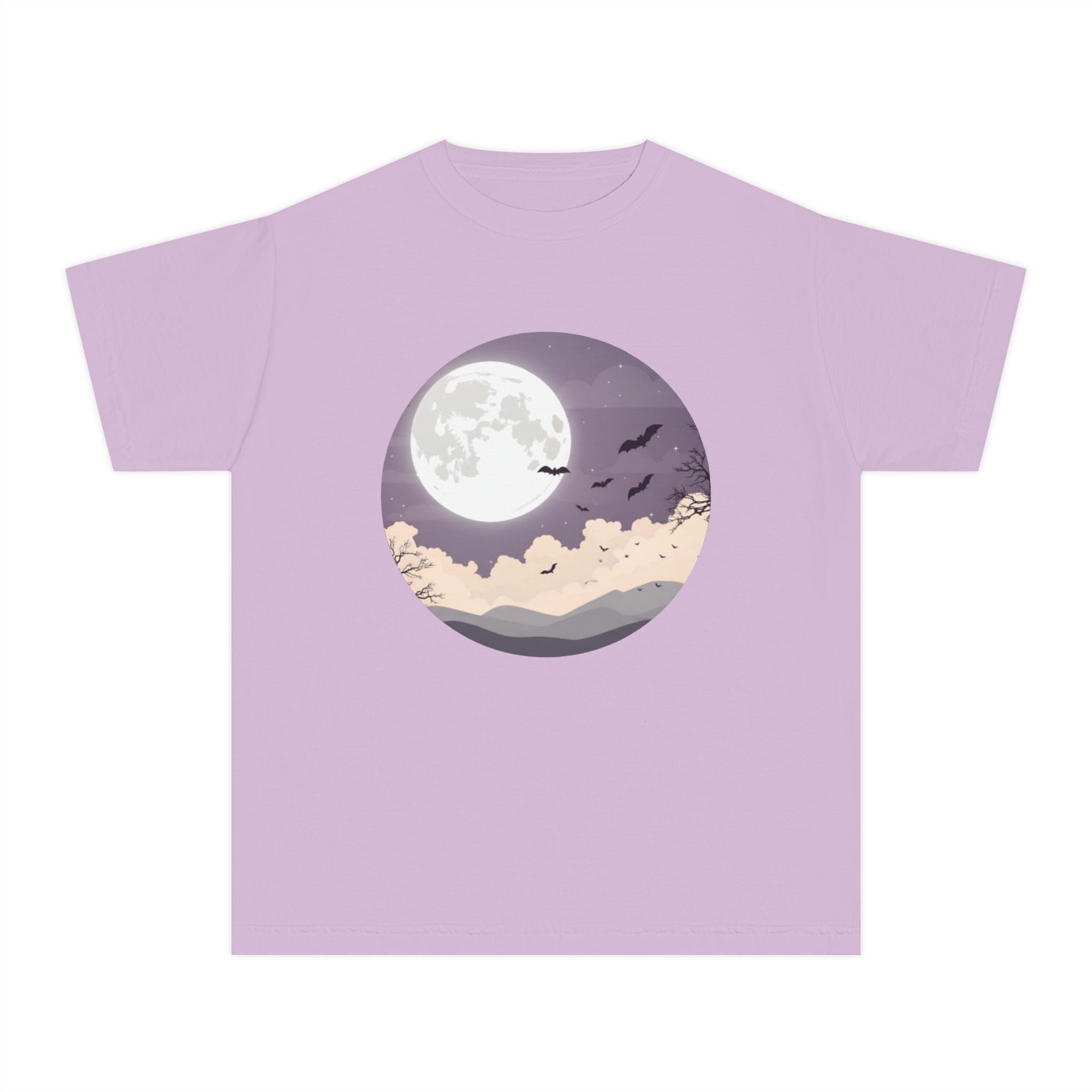 Youth Halloween Moon T-Shirt – Spooky Night Graphic Tee for Kids, Autumn Vibes Shirt, Fall Seasonal Outfit Boys & Girls