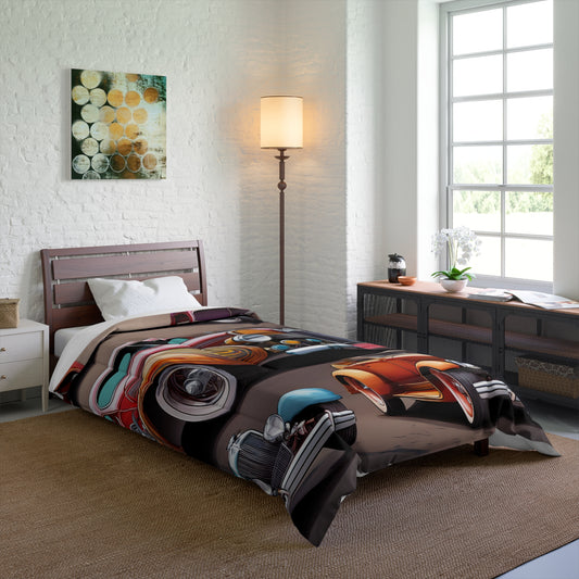 Vintage Car Comforter – Retro Auto Bedding, Cozy Gift for Car Lovers, Classic Car Bedroom Decor
