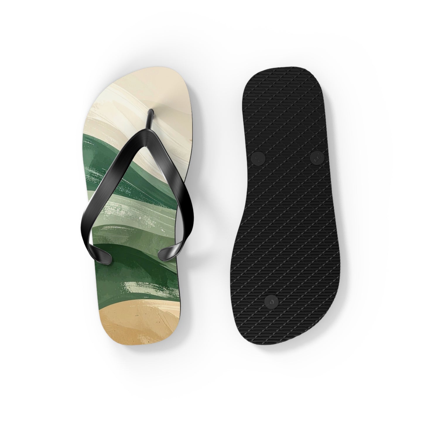 Boho Wave Flip Flops | Men’s Summer Sandals | Beach Vacation Footwear | Trendy Neutral Tones | Comfortable Casual Slides | Gift for Him