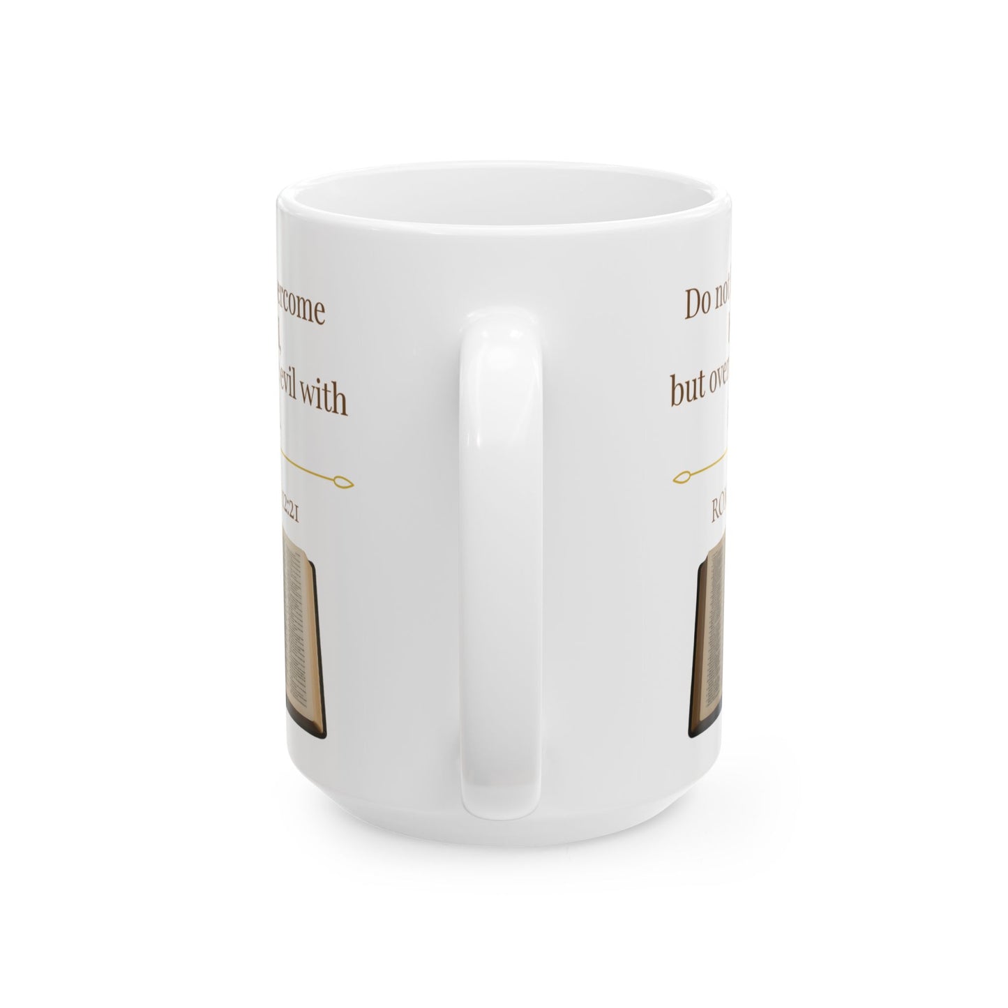 Romans 12:21 Ceramic Mug – Christian Coffee Cup, Faith Home Décor, Inspirational Gift for Him or Her
