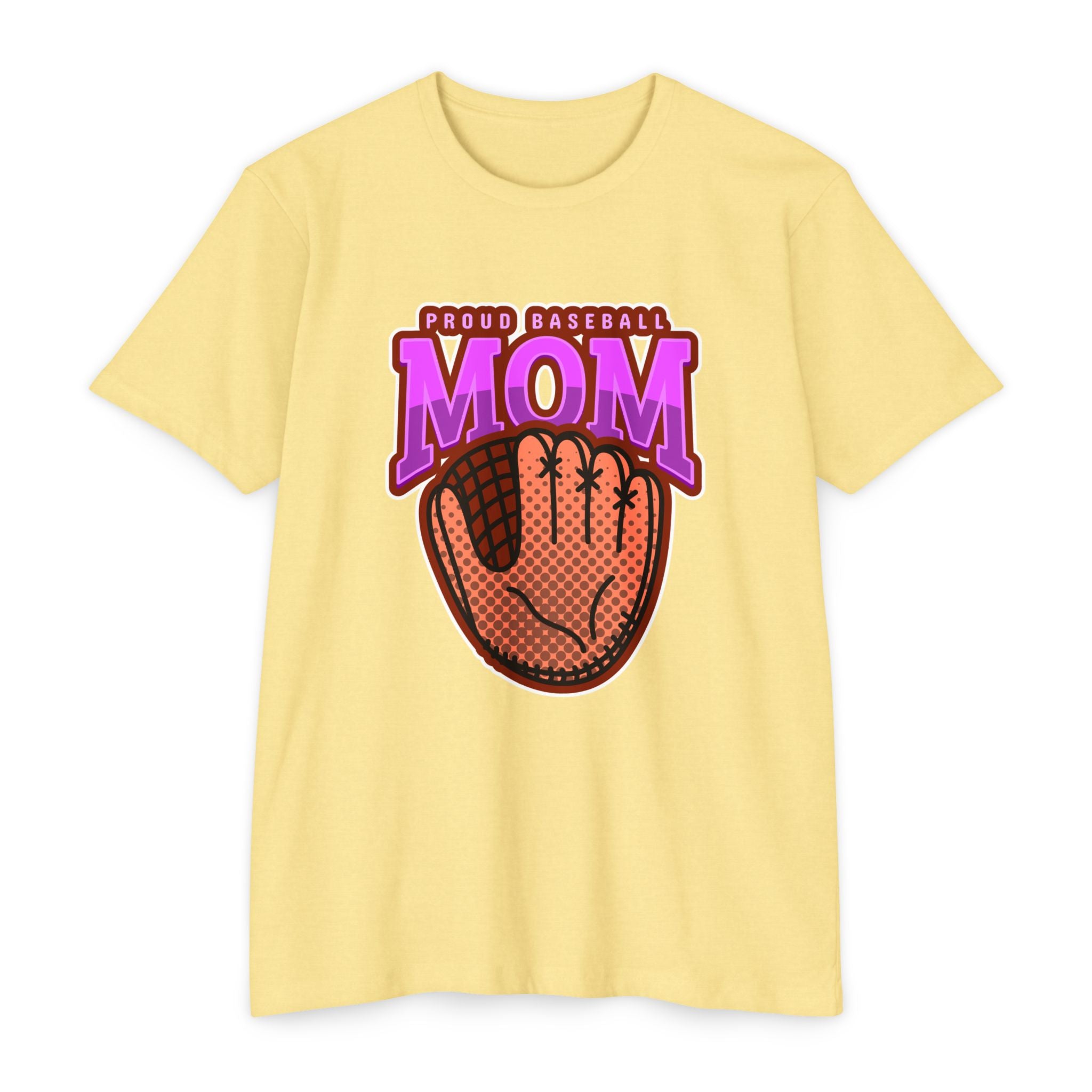 Proud Baseball Mom T-Shirt - Yellow Graphic Tee for Sports Moms & Casual Wear