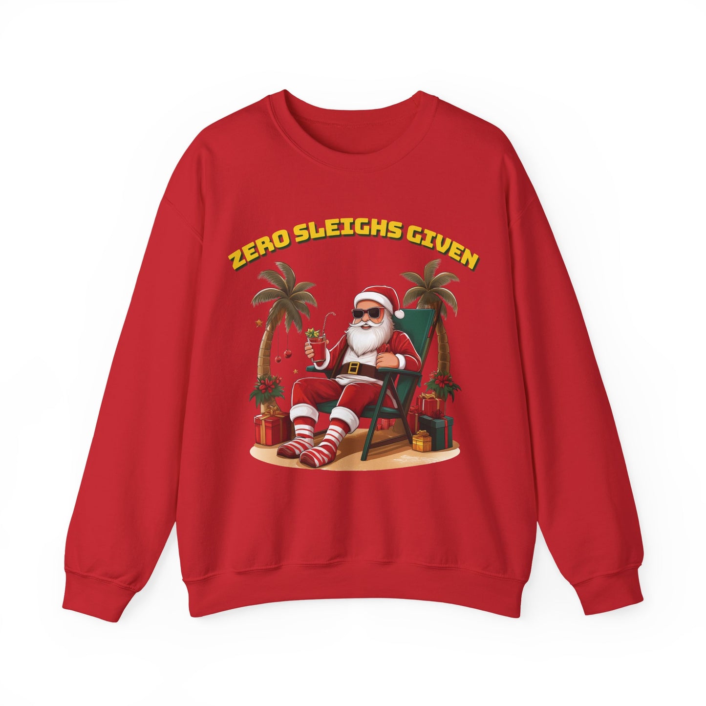 Bruntee “Zero Sleighs Given” Christmas Sweatshirt | Funny Holiday Sweater, Cozy Unisex Pullover, Gift for Dad or Friends, Festive Winter Apparel