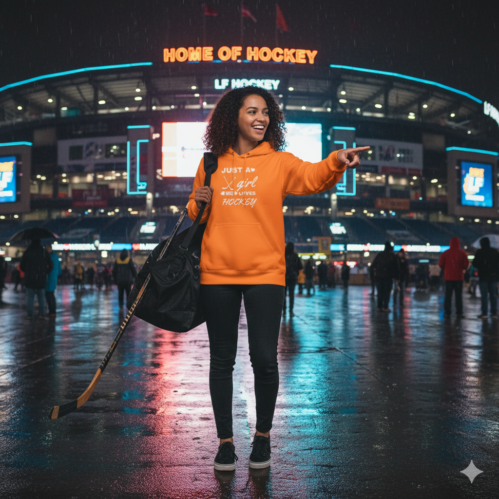 Just a Girl Who Loves Hockey Hoodie – Women’s & Girls’ Hockey Fan Pullover, Cozy Sports Sweatshirt, Gift for Hockey Lovers