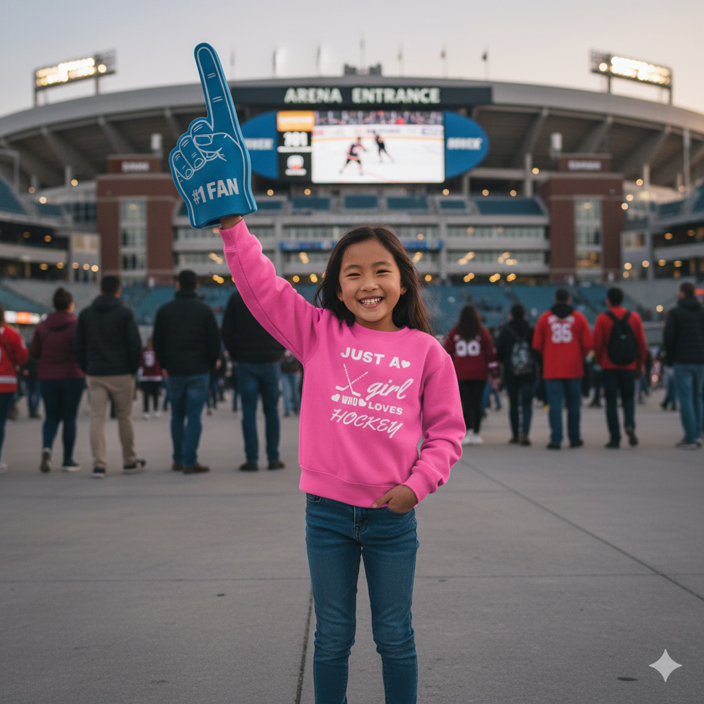 Just a Girl Who Loves Hockey Sweatshirt | Girls Hockey Crewneck, Cozy Sportswear