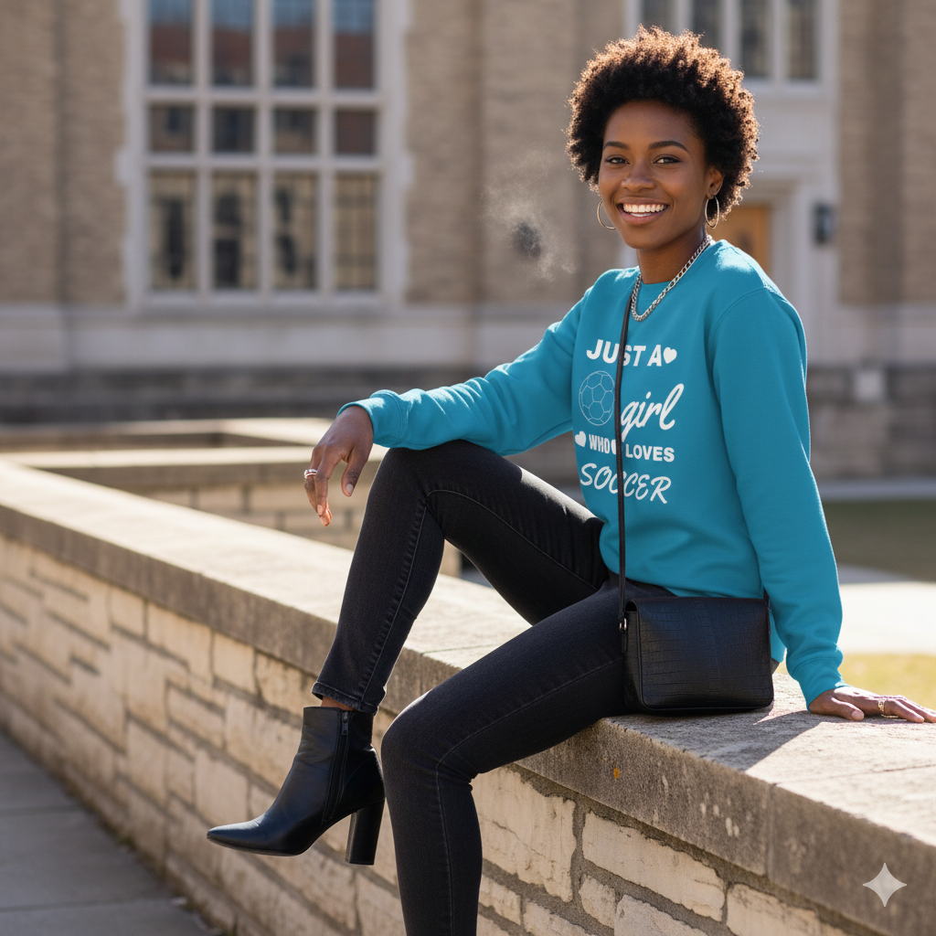 Just a Girl Who Loves Soccer Sweatshirt | Women’s Soccer Crewneck, Sports Fan Gift