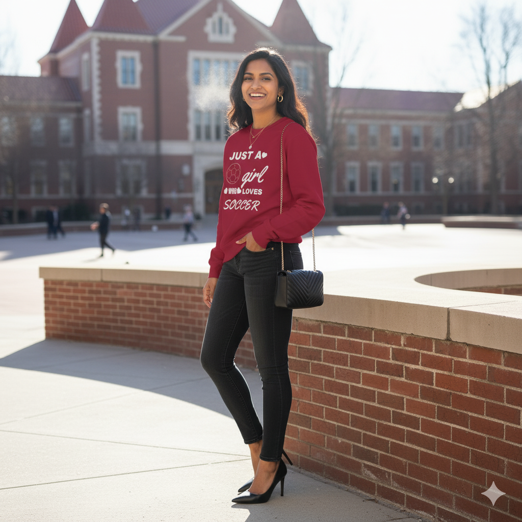 Just a Girl Who Loves Soccer Sweatshirt | Women’s Soccer Crewneck, Sports Fan Gift