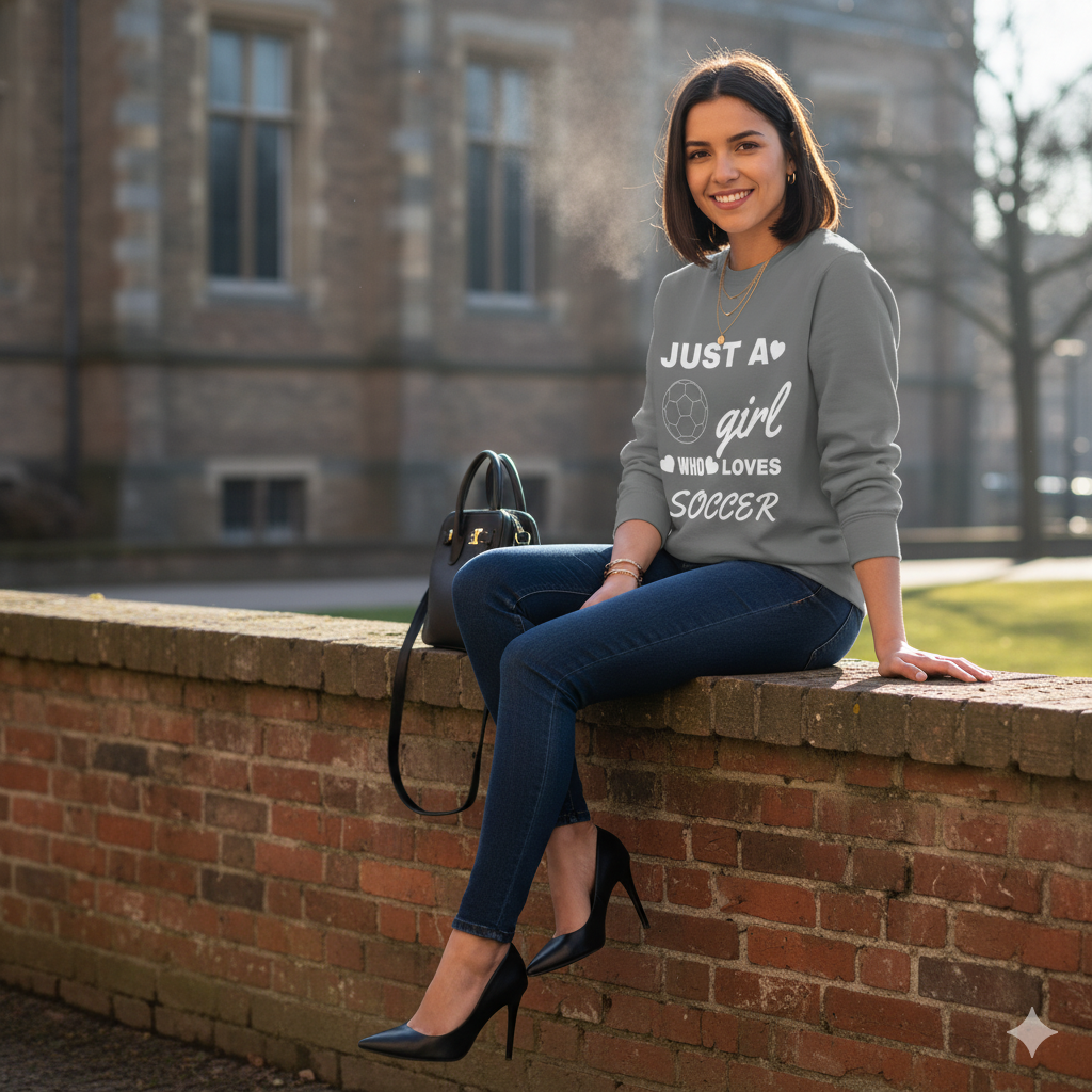 Just a Girl Who Loves Soccer Sweatshirt | Women’s Soccer Crewneck, Sports Fan Gift