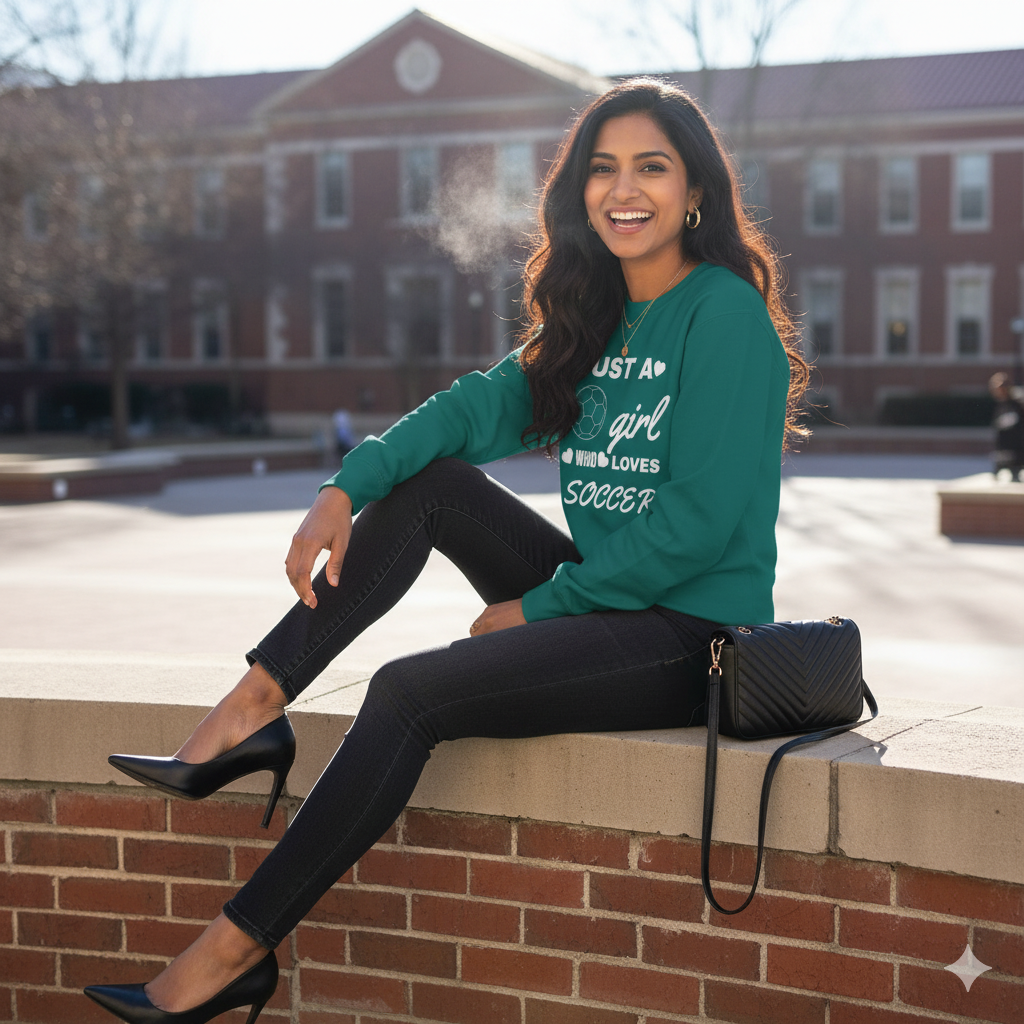 Just a Girl Who Loves Soccer Sweatshirt | Women’s Soccer Crewneck, Sports Fan Gift