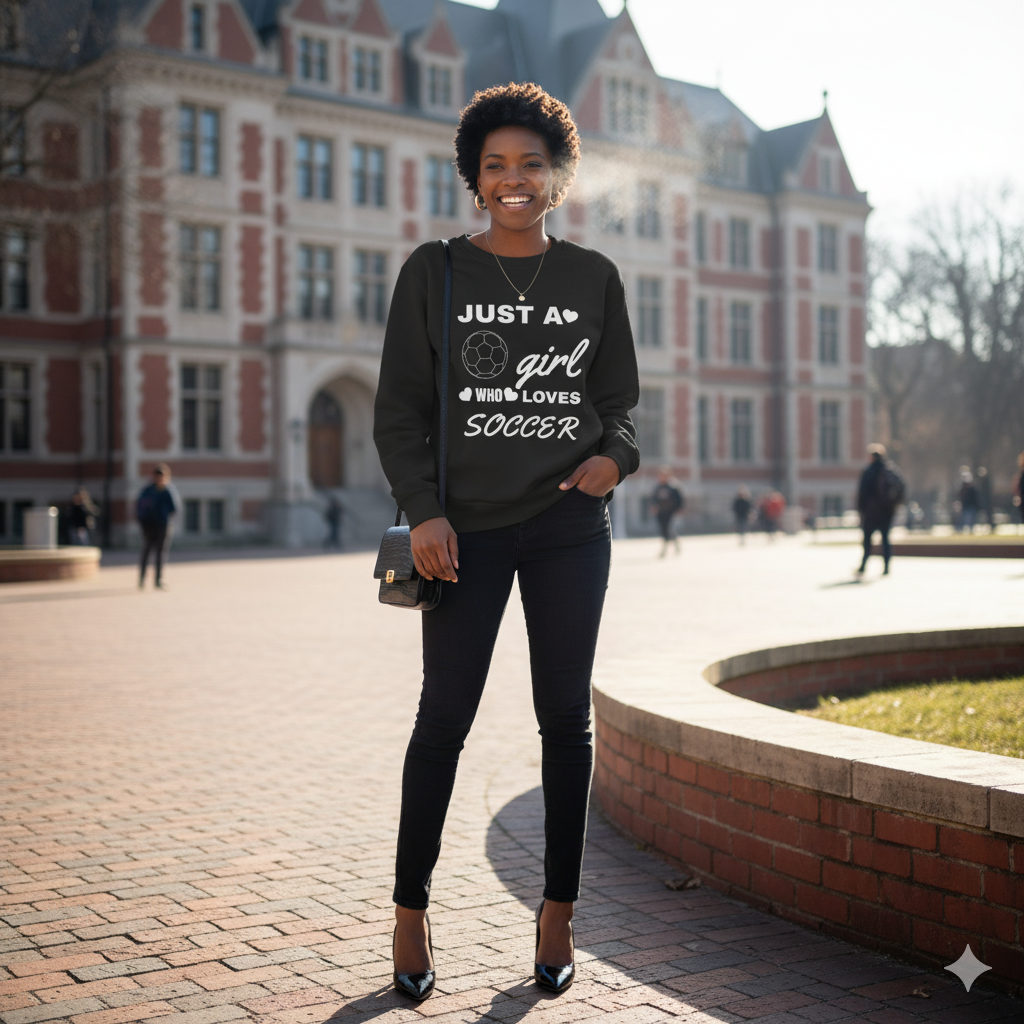 Just a Girl Who Loves Soccer Sweatshirt | Women’s Soccer Crewneck, Sports Fan Gift