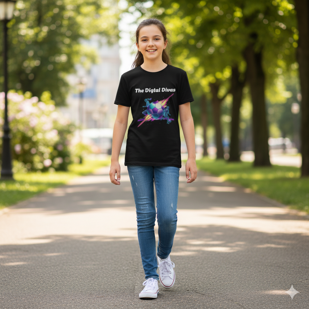 Girls T-Shirt - Digital Divas Retro Graphic Tee, Kids Gift for Birthdays