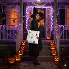 Halloween Tote Bag – Spooky All Over Print, Durable Reusable Trick-or-Treat Bag