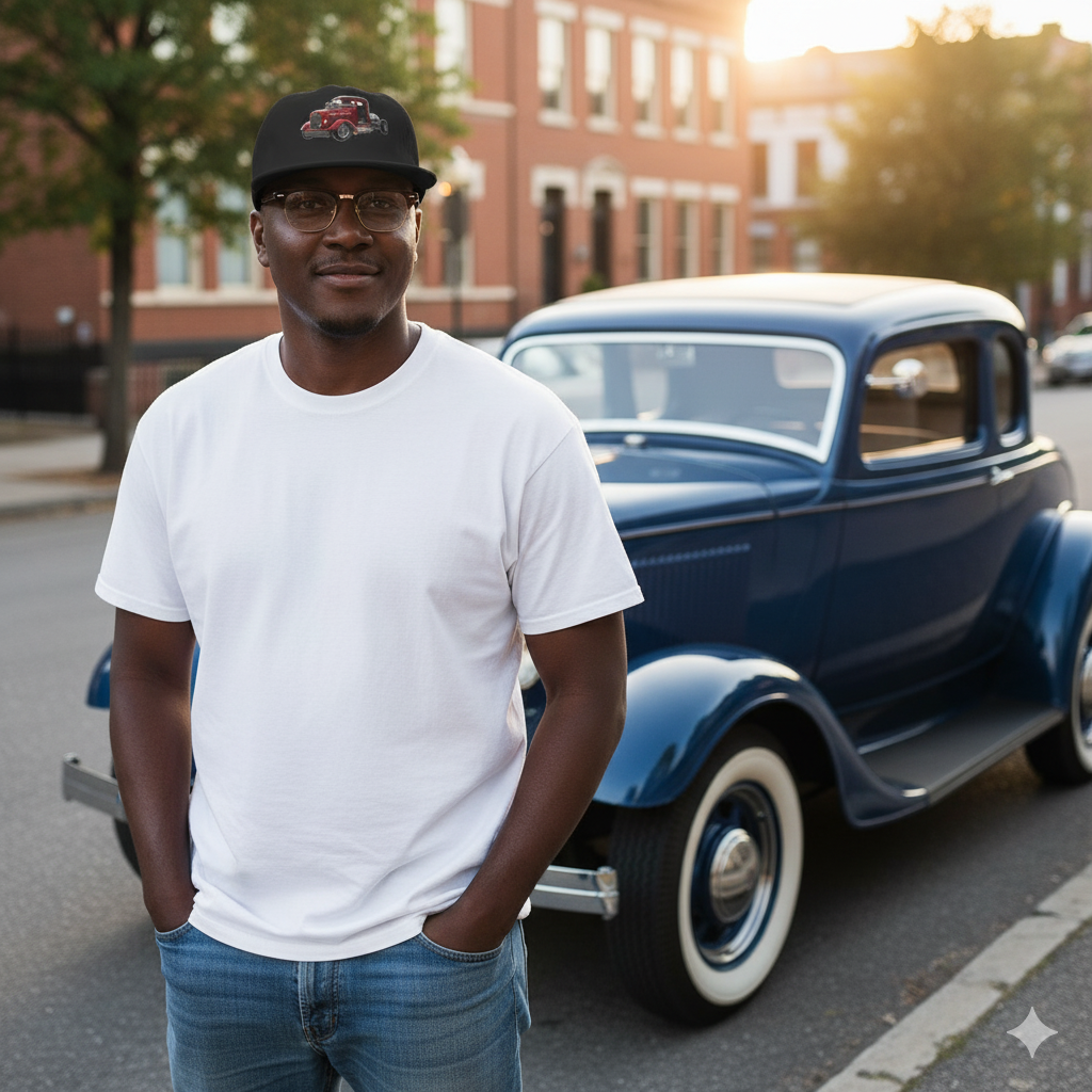 Vintage Hot Rod Retro Car Hat, Cool Gift for Car Enthusiasts