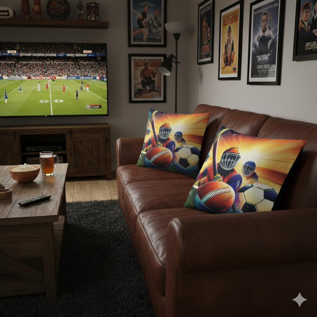 Sports Pillowcase – Game Day Decor, Team Spirit Cushion Cover, Sports Room Accent, Gift for Athletes & Fans