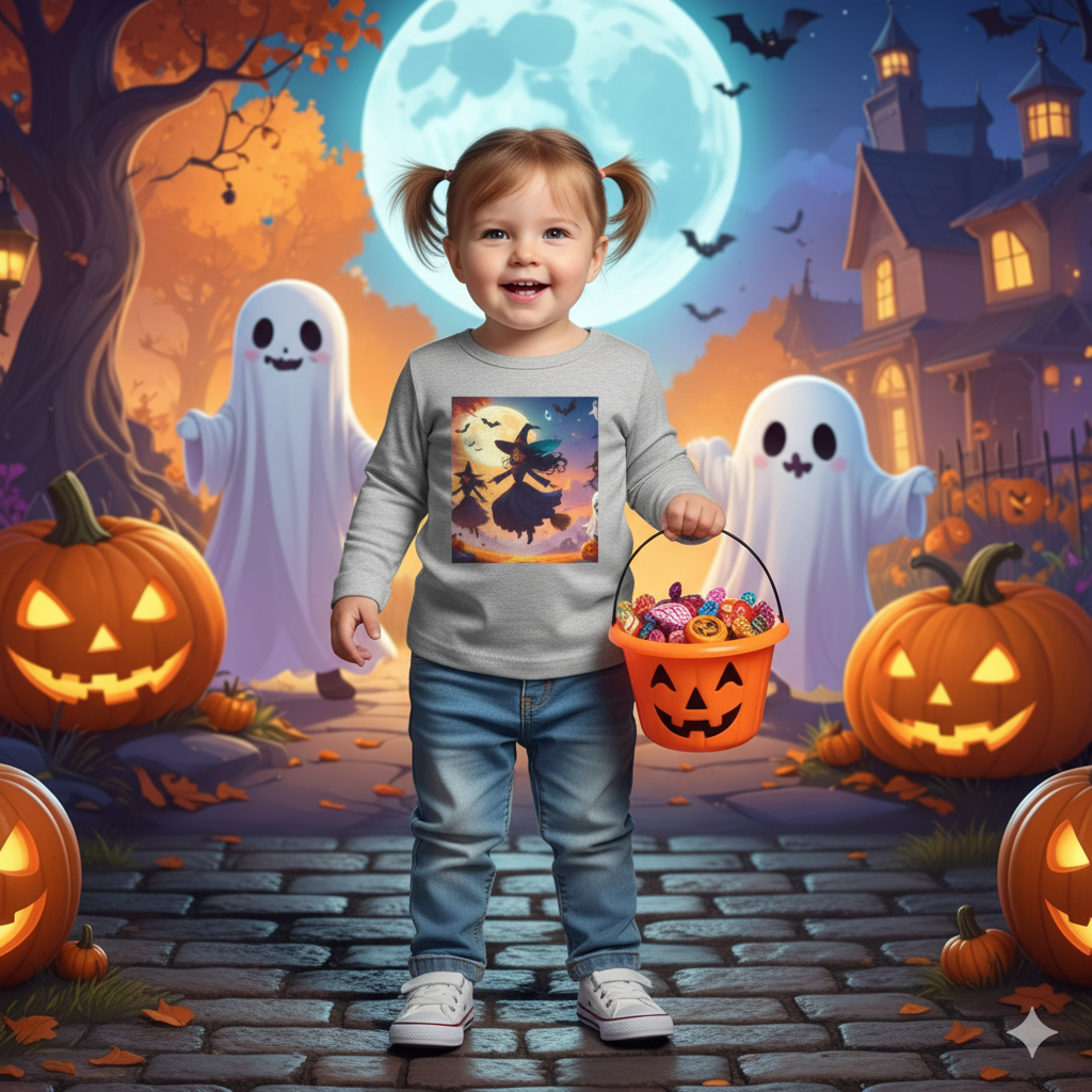 Toddler Halloween Long Sleeve Tee | Cute Witch Shirt | Spooky Season Kids Top | Autumn Toddler Outfit | Halloween Costume Idea