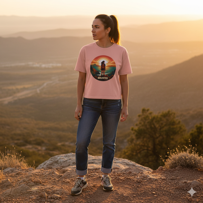 Women’s Boxy Sunset Tee – Casual Summer T-Shirt, Relaxed Fit, Gift for Nature Lovers