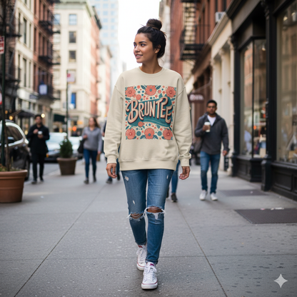 Women’s Retro Nostalgia Crewneck – 90s Y2K Groovy Graphic Sweater, Vintage Bruntee Style, Gift for Her