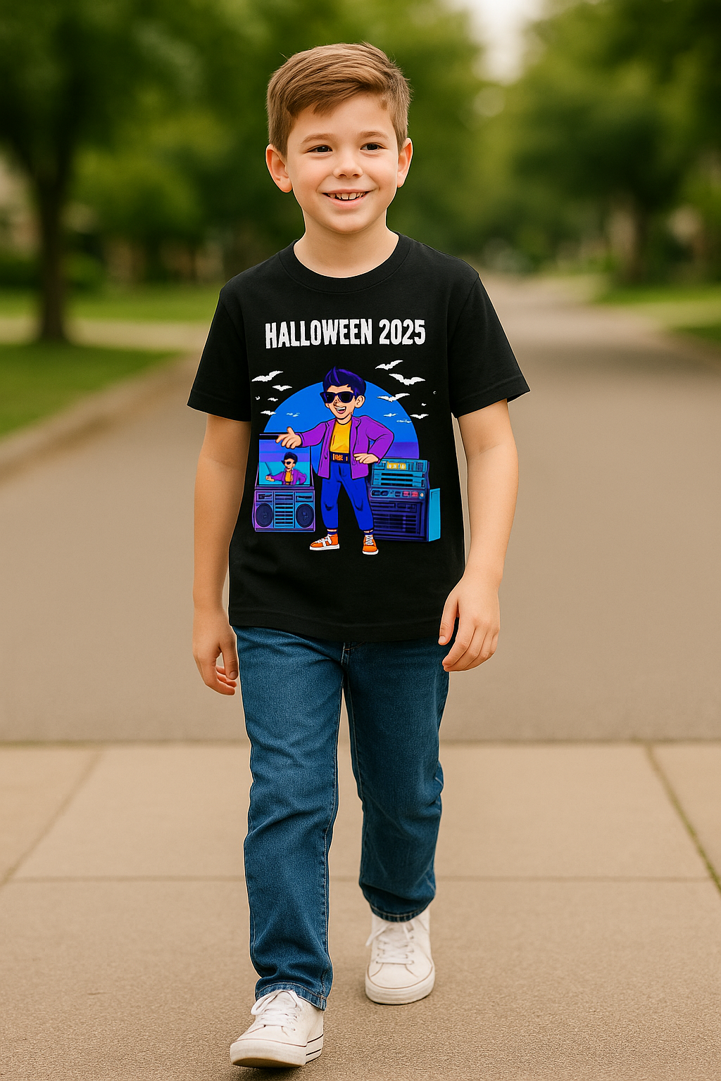Retro Halloween Kids Tee | Fun Costume Shirt for Kids, Trendy Halloween 2025 Apparel, Party Graphic T-Shirt