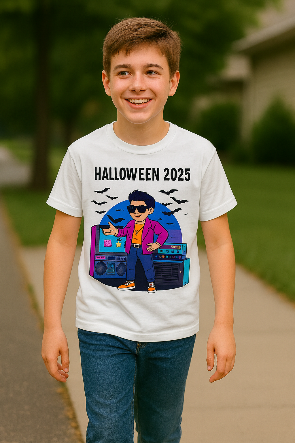Retro Halloween Kids Tee | Fun Costume Shirt for Kids, Trendy Halloween 2025 Apparel, Party Graphic T-Shirt