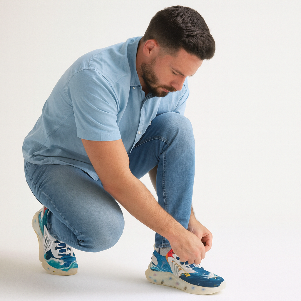 Bruntee Vibrant Wave Men’s Mesh Sneakers – Colorful