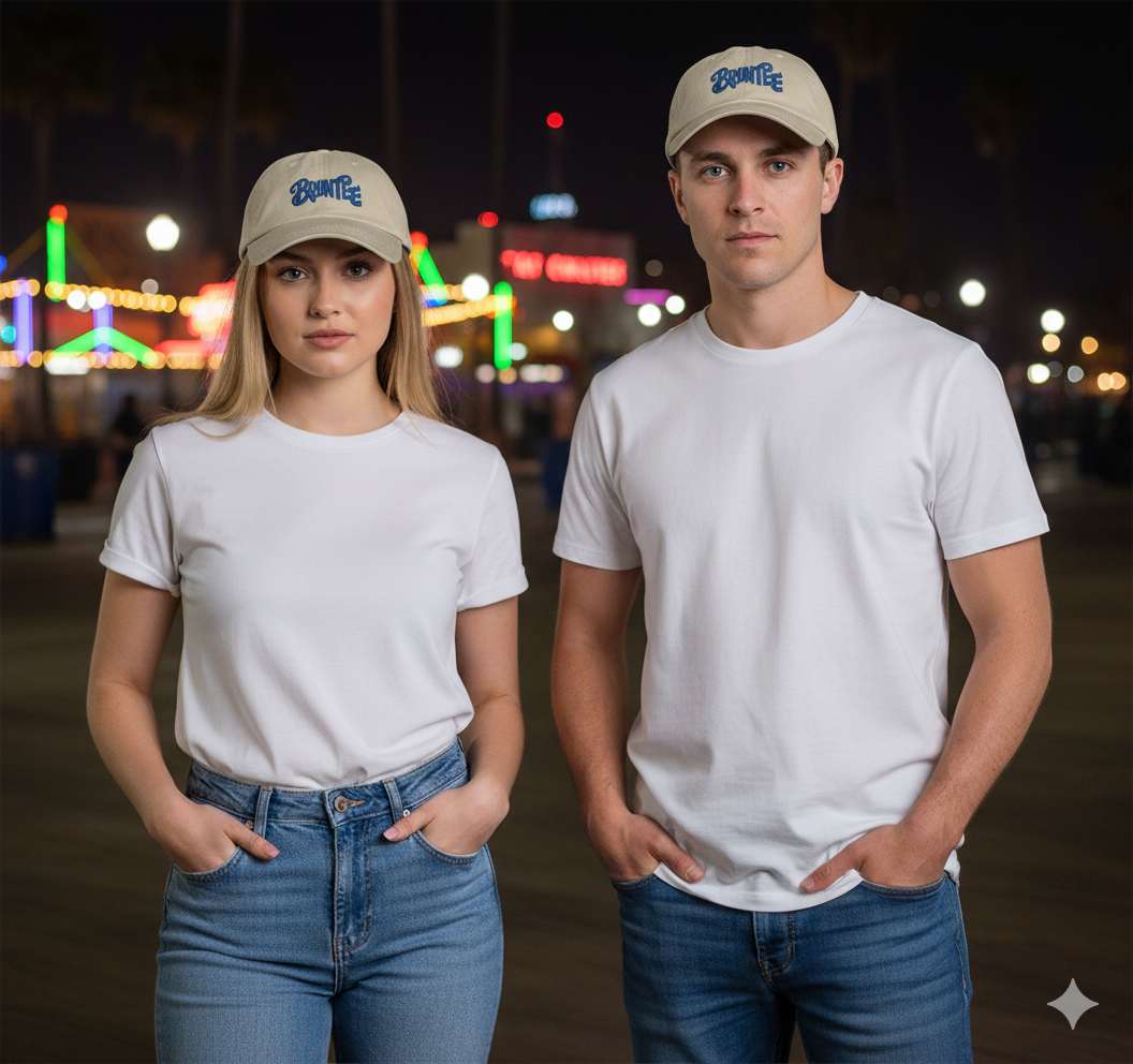 Organic Embroidered Baseball Cap – Eco-Friendly Bruntee Hat, Casual Summer Accessory, Gift for Him or Her