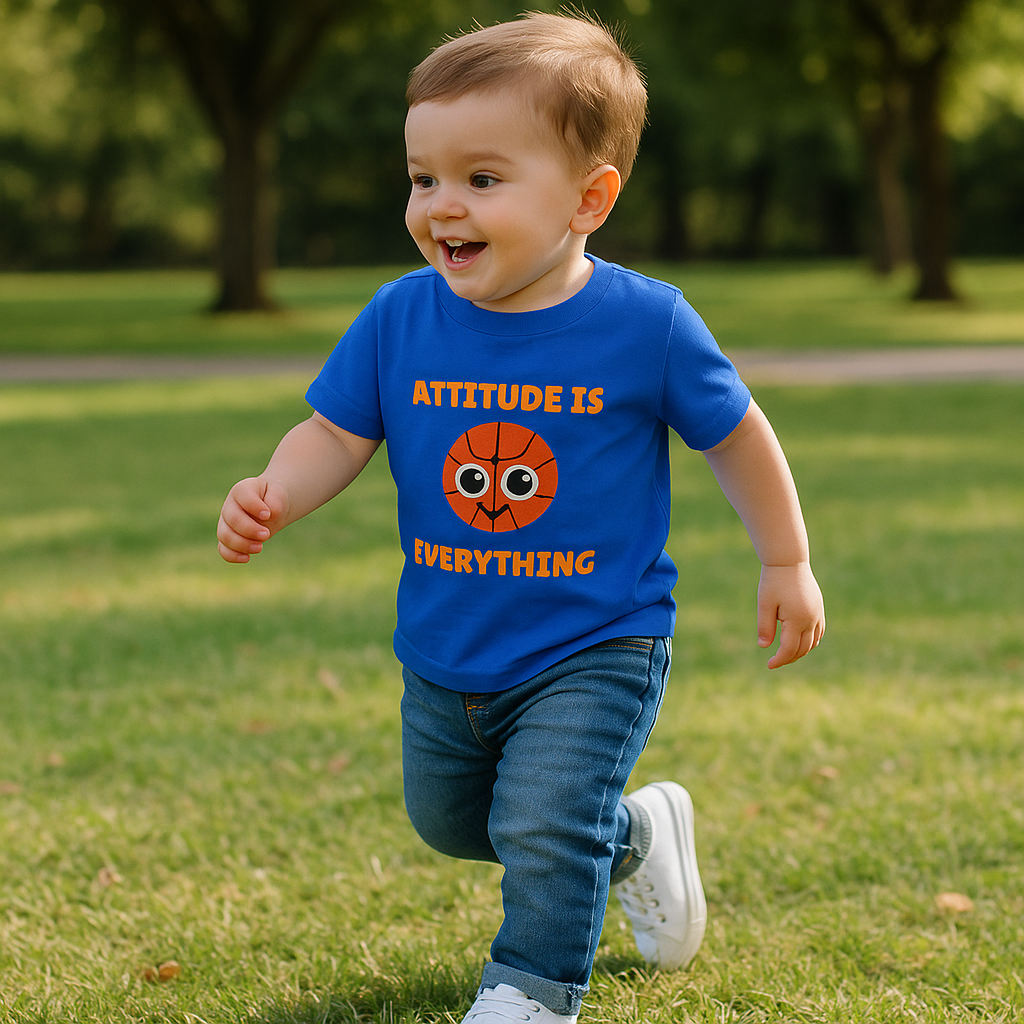 Cute Toddler Basketball T-Shirt - "Attitude is Everything" Apparel for Kids, Sports Gift, Birthday Outfit, Playtime Shirt, Kids Sportswear